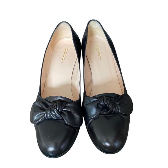 Hobbs Black Leather Bow Heel pump EU 39 US size 8 - Picture 2 of 8